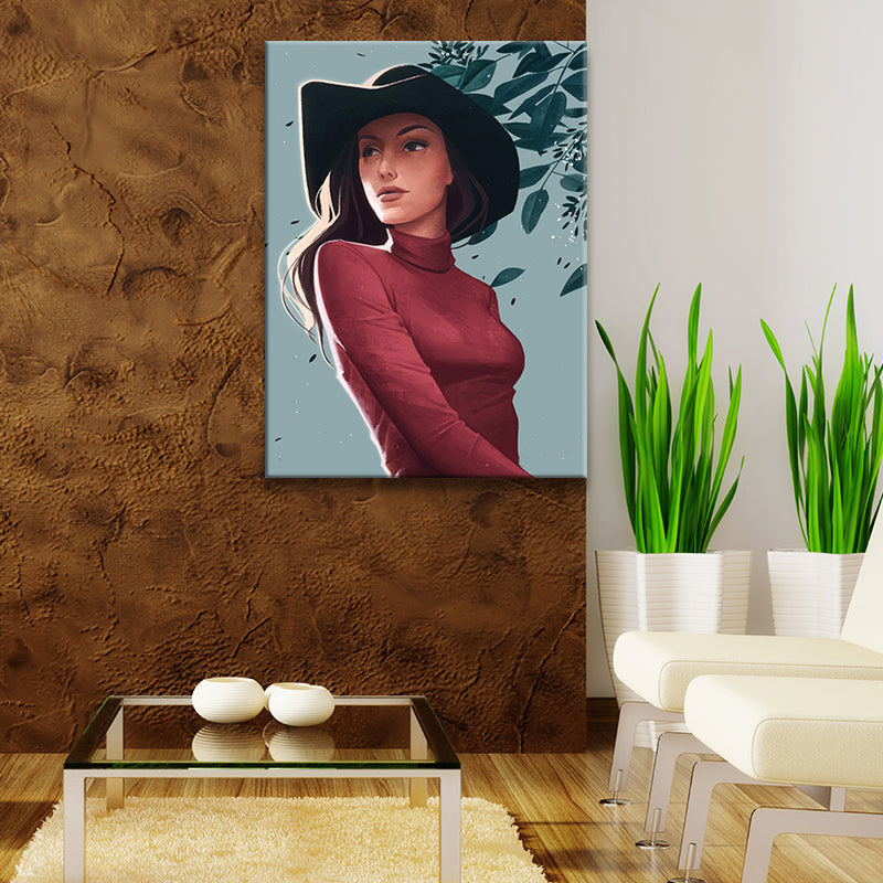 Canvas Decorative Wall Decor Victorian Girl Art Print in Light Color for Bedroom Clearhalo 'Arts' 'Canvas Art' 1696018