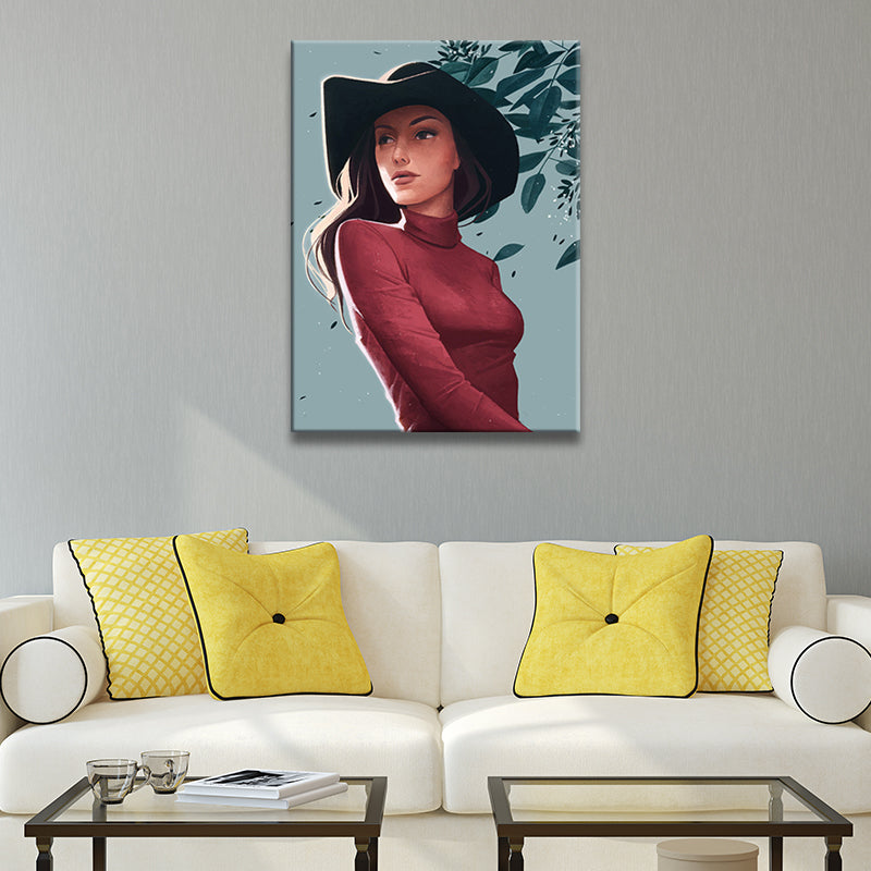 Canvas Decorative Wall Decor Victorian Girl Art Print in Light Color for Bedroom Clearhalo 'Arts' 'Canvas Art' 1696019