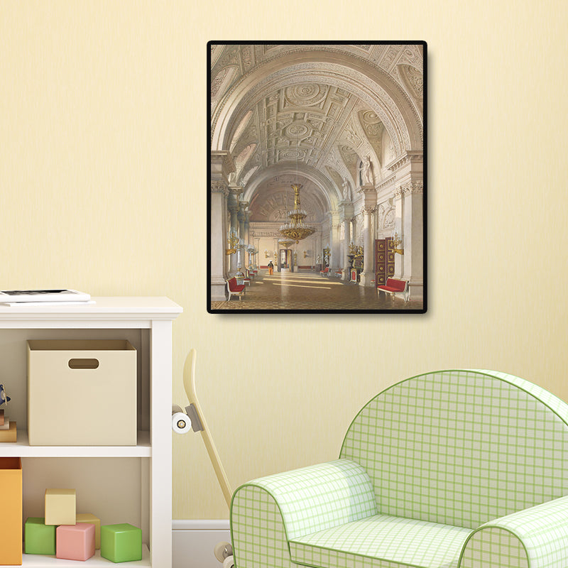 Palacio Invierno Interior Wall Art Inspired Global Splendid Arch Hallway Canvas en amarillo