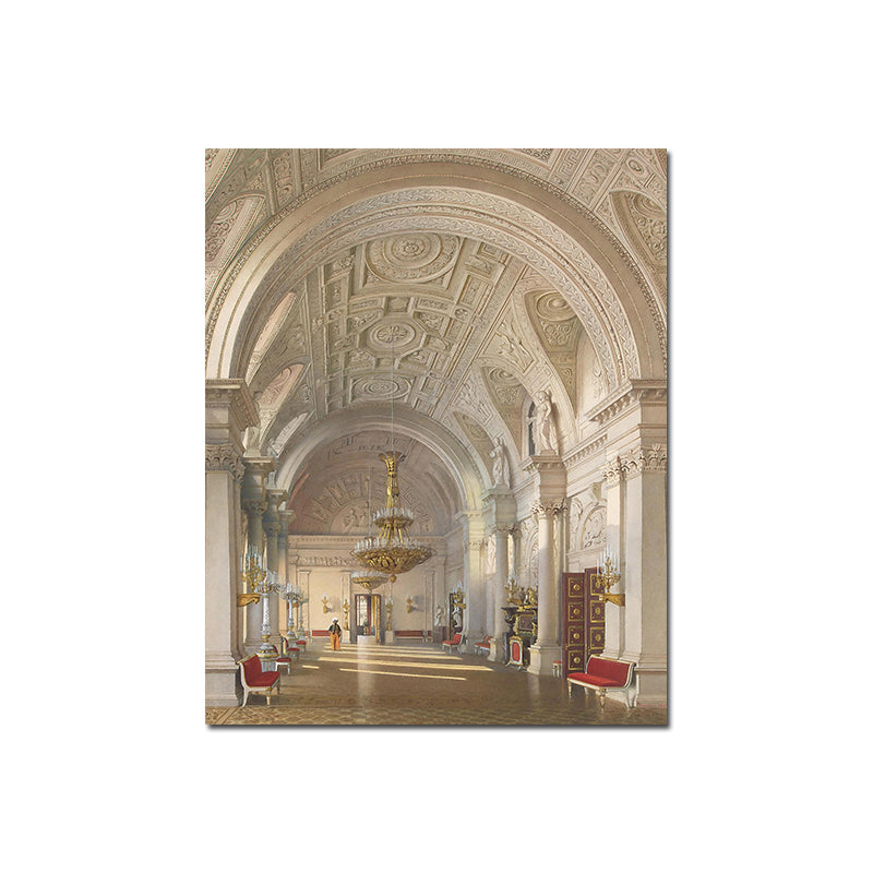 Winter Palace Interior Wall Art Global Inspired Splendid Arch Hallway Canvas in Yellow Clearhalo 'Arts' 'Canvas Art' 1696024