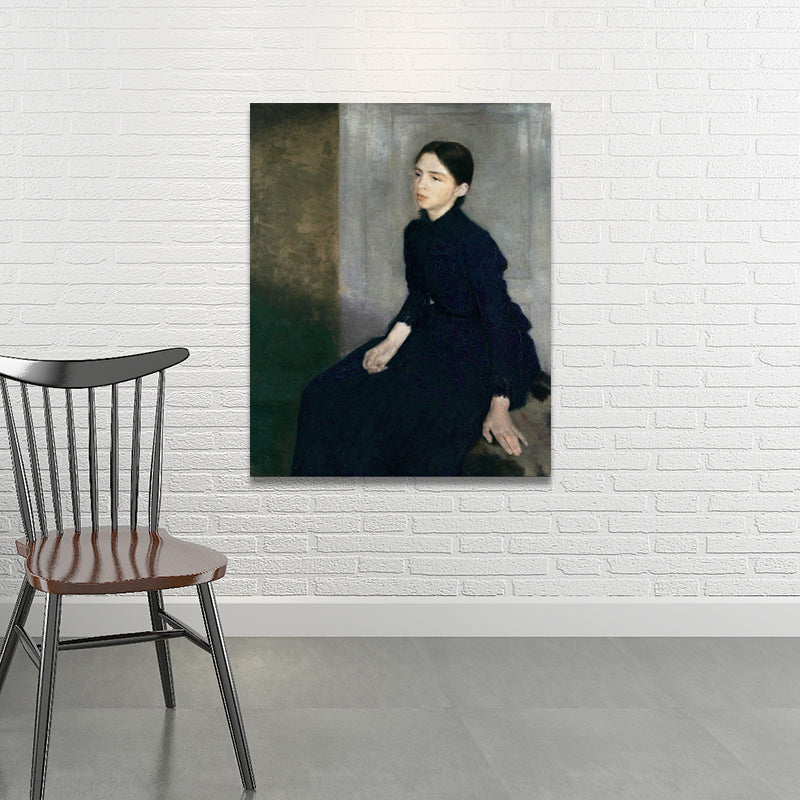 Painting Print Traditional Canvas Wall Art with Wilhelm Portrait of Woman in Black Clearhalo 'Art Gallery' 'Canvas Art' 'Traditional' Arts' 1696037