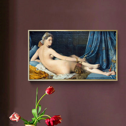 Nude Woman Painting Art Print Vintage Sexy Figure Wall Decor in Blue for Dining Room Blue Clearhalo 'Arts' 'Canvas Art' 1696060