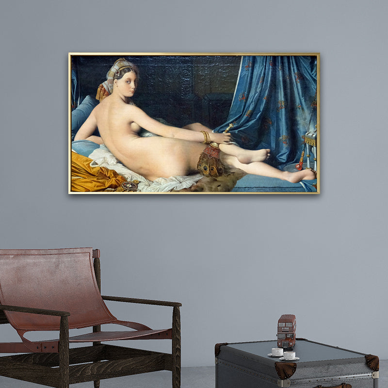 Nude Woman Painting Art Print Vintage Sexy Figure Wall Decor in Blue for Dining Room Clearhalo 'Arts' 'Canvas Art' 1696062