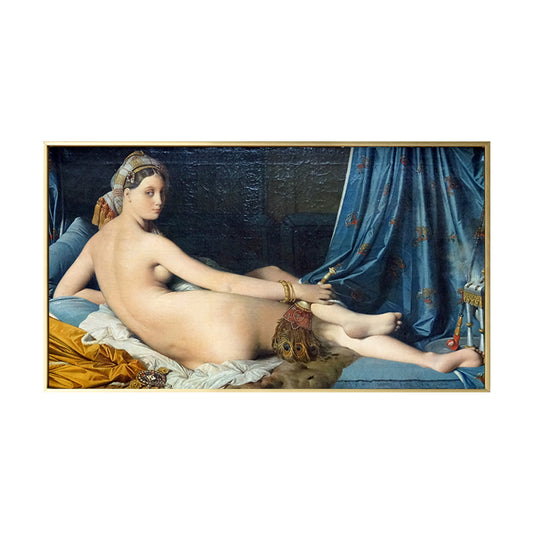 Nude Woman Painting Art Print Vintage Sexy Figure Wall Decor in Blue for Dining Room Clearhalo 'Arts' 'Canvas Art' 1696063