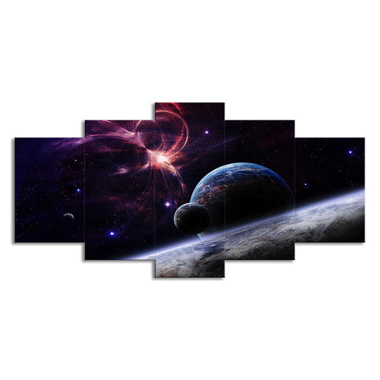 Fictional Cosmos Planets Canvas Art Black and Pink Multi-Piece Wall Decor for Home Clearhalo 'Art Gallery' 'Canvas Art' 'Kids' Arts' 1696070