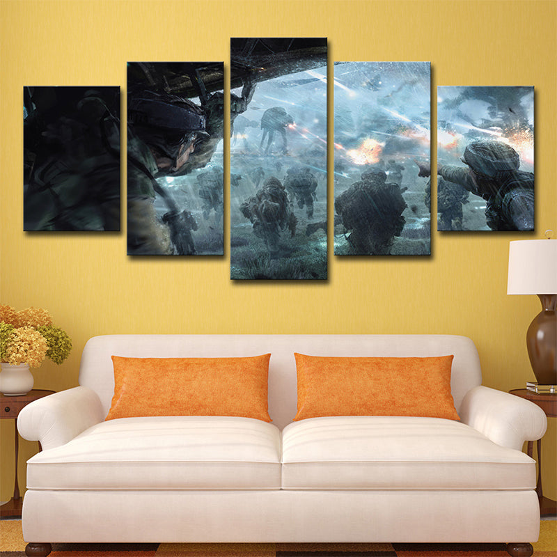 Sci-Fi Star Wars Wall Art Print Canvas Multi-Piece Blue Wall Decor for Boys Bedroom Blue Clearhalo 'Art Gallery' 'Canvas Art' 'Kids' Arts' 1696081