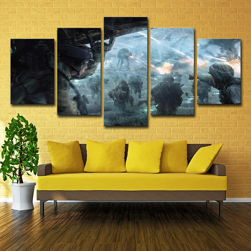 Sci-Fi Star Wars Wall Art Print Canvas Multi-Piece Blue Wall Decor for Boys Bedroom Clearhalo 'Art Gallery' 'Canvas Art' 'Kids' Arts' 1696082