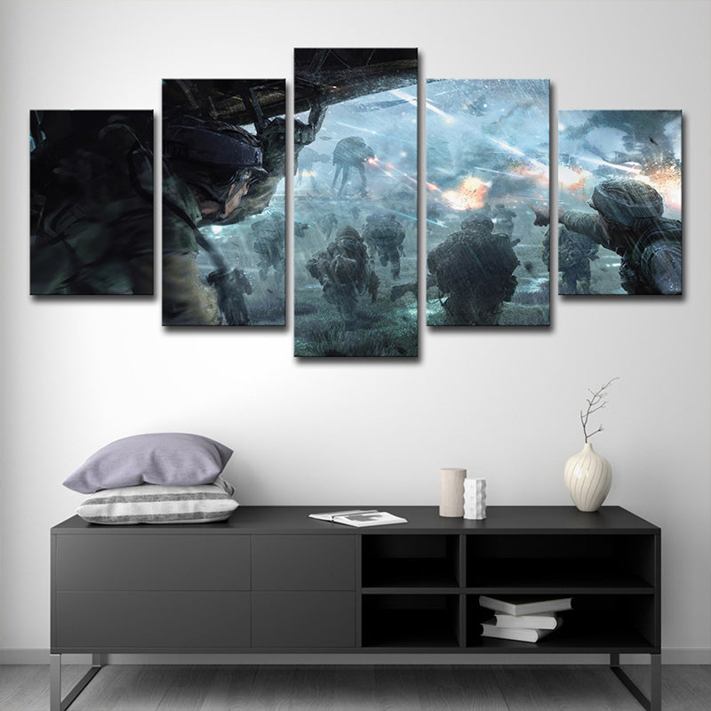 Sci-Fi Star Wars Wall Art Print Canvas Multi-Piece Blue Wall Decor for Boys Bedroom Clearhalo 'Art Gallery' 'Canvas Art' 'Kids' Arts' 1696083