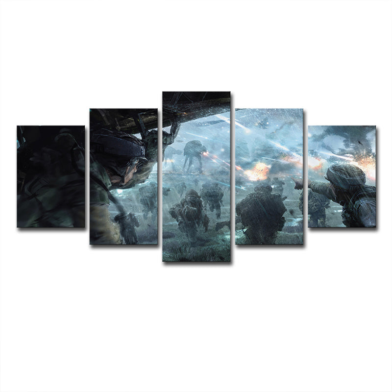 Sci-Fi Star Wars Wall Art Print Canvas Multi-Piece Blue Wall Decor for Boys Bedroom Clearhalo 'Art Gallery' 'Canvas Art' 'Kids' Arts' 1696084