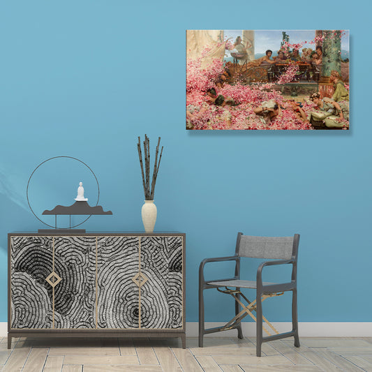 Textured People and Rose Painting Rustic Canvas Wall Art in Pink for Living Room Clearhalo 'Arts' 'Canvas Art' 1696090