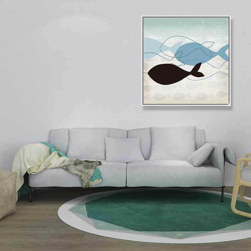 Great Whale Wall Decor Textured Children's Art for Kids Bedroom Painting, Multiple Sizes Clearhalo 'Art Gallery' 'Canvas Art' 'Kids' Arts' 1696097