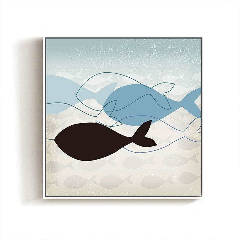Great Whale Wall Decor Textured Children's Art for Kids Bedroom Painting, Multiple Sizes Clearhalo 'Art Gallery' 'Canvas Art' 'Kids' Arts' 1696098