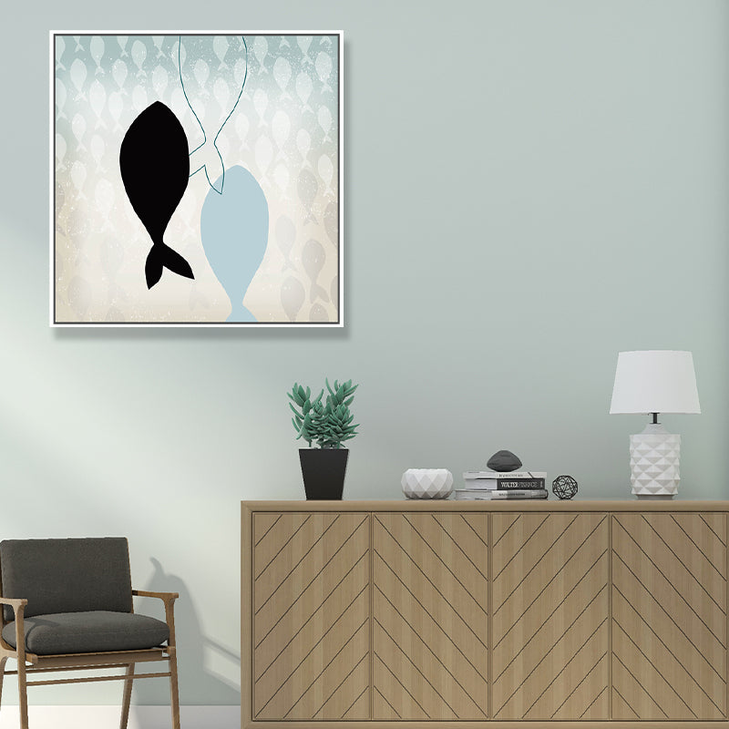 Great Whale Wall Decor Textured Children's Art for Kids Bedroom Painting, Multiple Sizes Blue Design 2 Clearhalo 'Art Gallery' 'Canvas Art' 'Kids' Arts' 1696102