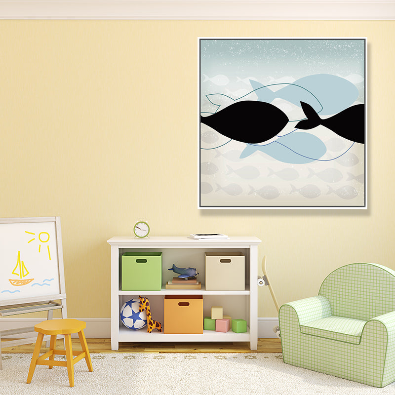 Great Whale Wall Decor Textured Children's Art for Kids Bedroom Painting, Multiple Sizes Blue Design 3 Clearhalo 'Art Gallery' 'Canvas Art' 'Kids' Arts' 1696106