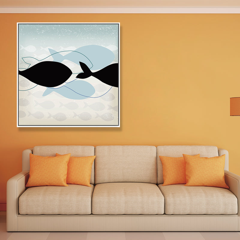 Great Whale Wall Decor Textured Children's Art for Kids Bedroom Painting, Multiple Sizes Clearhalo 'Art Gallery' 'Canvas Art' 'Kids' Arts' 1696107