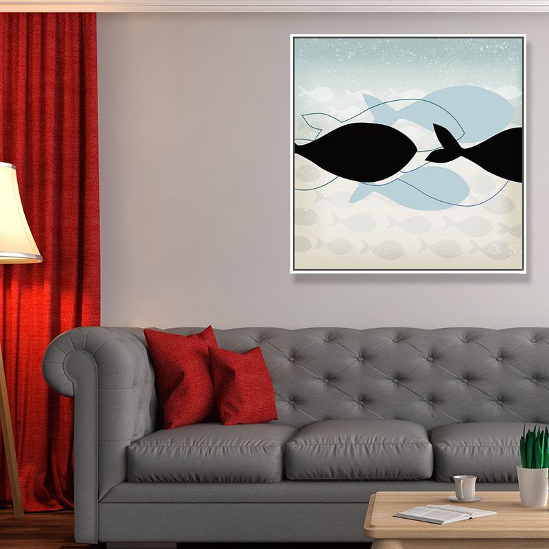 Great Whale Wall Decor Textured Children's Art for Kids Bedroom Painting, Multiple Sizes Clearhalo 'Art Gallery' 'Canvas Art' 'Kids' Arts' 1696108