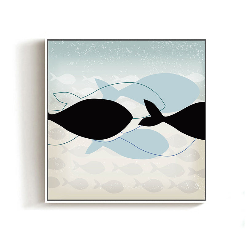 Great Whale Wall Decor Textured Children's Art for Kids Bedroom Painting, Multiple Sizes Clearhalo 'Art Gallery' 'Canvas Art' 'Kids' Arts' 1696109