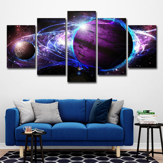 Purple Cosmos Planets Canvas Multi-Piece Fictional House Interior Wall Art Clearhalo 'Art Gallery' 'Canvas Art' 'Kids' Arts' 1696168
