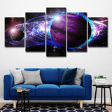 Purple Cosmos Planets Canvas Multi-Piece Fictional House Interior Wall Art Clearhalo 'Art Gallery' 'Canvas Art' 'Kids' Arts' 1696168