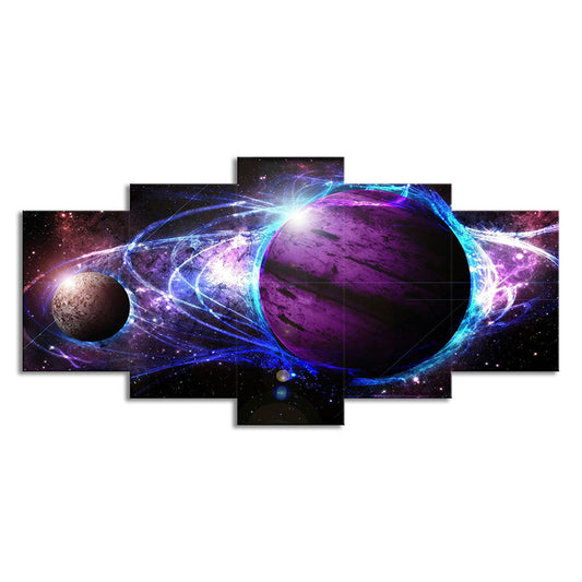 Purple Cosmos Planets Canvas Multi-Piece Fictional House Interior Wall Art Clearhalo 'Art Gallery' 'Canvas Art' 'Kids' Arts' 1696169