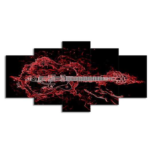 Red Musical Canvas Wall Art Guitar Modern Style Multi-Piece Wall Decor for Bedroom Clearhalo 'Art Gallery' 'Canvas Art' 'Contemporary Art Gallery' 'Modern' Arts' 1696176
