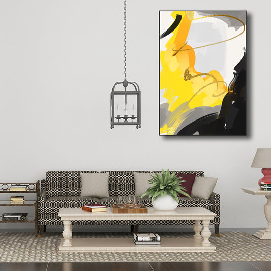 Brush Stroke Canvas for Bathroom Illustration Wall Art Print, Multiple Sizes Options Yellow Design 1 Clearhalo 'Art Gallery' 'Canvas Art' 'Contemporary Art Gallery' 'Modern' Arts' 1696229