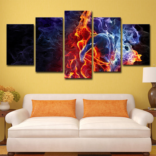 Modernist Flame Abstract Art Print Black Multi-Piece Wall Decor for House Interior Black Clearhalo 'Art Gallery' 'Canvas Art' 'Contemporary Art Gallery' 'Modern' Arts' 1696251