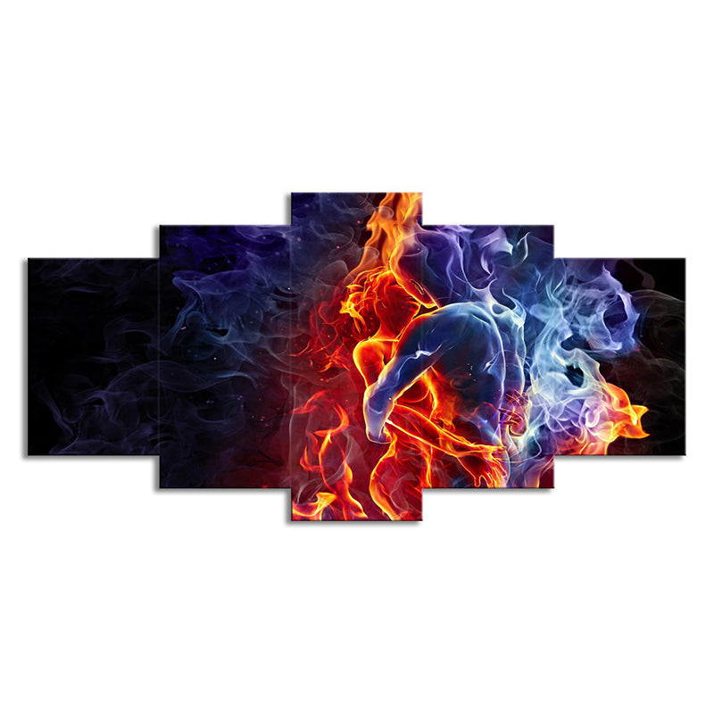 Modernist Flame Abstract Art Print Black Multi-Piece Wall Decor for House Interior Clearhalo 'Art Gallery' 'Canvas Art' 'Contemporary Art Gallery' 'Modern' Arts' 1696254