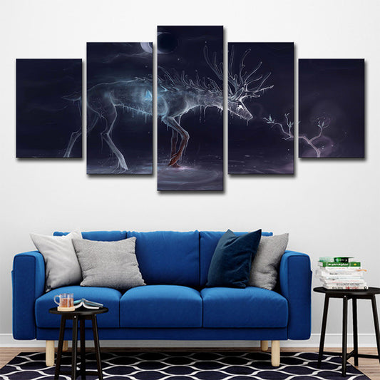 Stags Canvas Wall Art Modern Dreamy Animal Wall Decor in Purple for Sitting Room Clearhalo 'Art Gallery' 'Canvas Art' 'Contemporary Art Gallery' 'Modern' Arts' 1696260