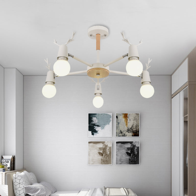 Modern Ceiling Lights Bedroom, Semi Flush Light with Antler Decoration for Kids Clearhalo 'Ceiling Lights' 'Close To Ceiling Lights' 'Close to ceiling' 'Semi-flushmount' Lighting' 169628