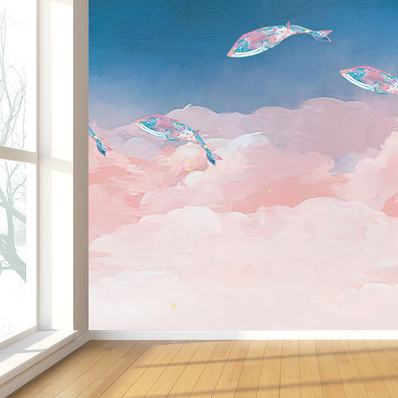 Full Size Sea Life Mural Kids Bedroom Nautical Wall Art in Soft Color, Moisture Resistant Clearhalo 'Wall Decor' 'Wall Mural' 1696329