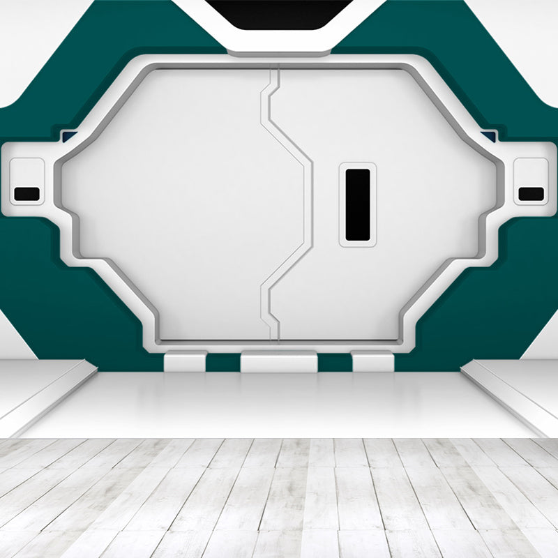 Fictional Capsule Door Wall Mural Bright Color Waterproofing Wall Decor for Boys Room Green Clearhalo 'Wall Decor' 'Wall Mural' 1696357