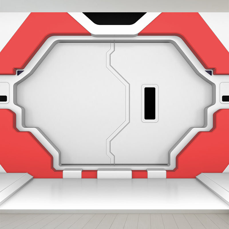 Fictional Capsule Door Wall Mural Bright Color Waterproofing Wall Decor for Boys Room Red Clearhalo 'Wall Decor' 'Wall Mural' 1696362