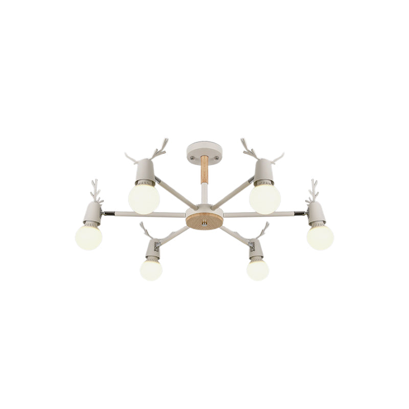 Modern Ceiling Lights Bedroom, Semi Flush Light with Antler Decoration for Kids Clearhalo 'Ceiling Lights' 'Close To Ceiling Lights' 'Close to ceiling' 'Semi-flushmount' Lighting' 169637
