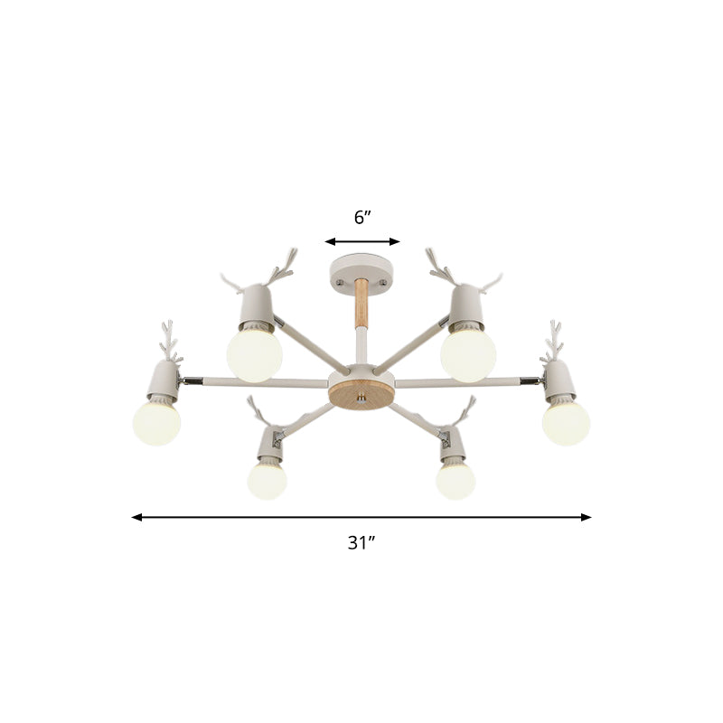 Modern Ceiling Lights Bedroom, Semi Flush Light with Antler Decoration for Kids Clearhalo 'Ceiling Lights' 'Close To Ceiling Lights' 'Close to ceiling' 'Semi-flushmount' Lighting' 169638