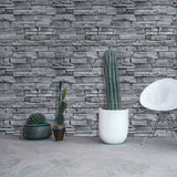 Grey Brick Effect Wallpaper Roll Peel and Paste Country Dining Room Wall Covering Clearhalo 'Country wall decor' 'Rustic' 'Wallpaper' Wall Decor' 1696392