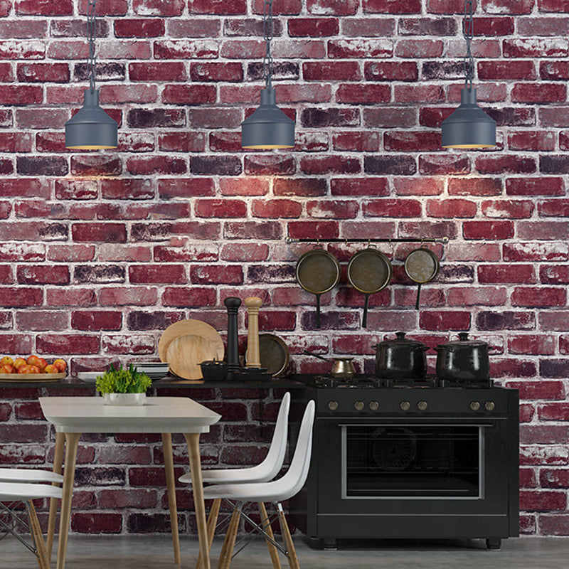 Smooth Dark Color Wallpaper Industrial Distressed Brick Look Wall Art for Bedroom Clearhalo 'Industrial wall decor' 'Industrial' 'Wallpaper' Wall Decor' 1696396