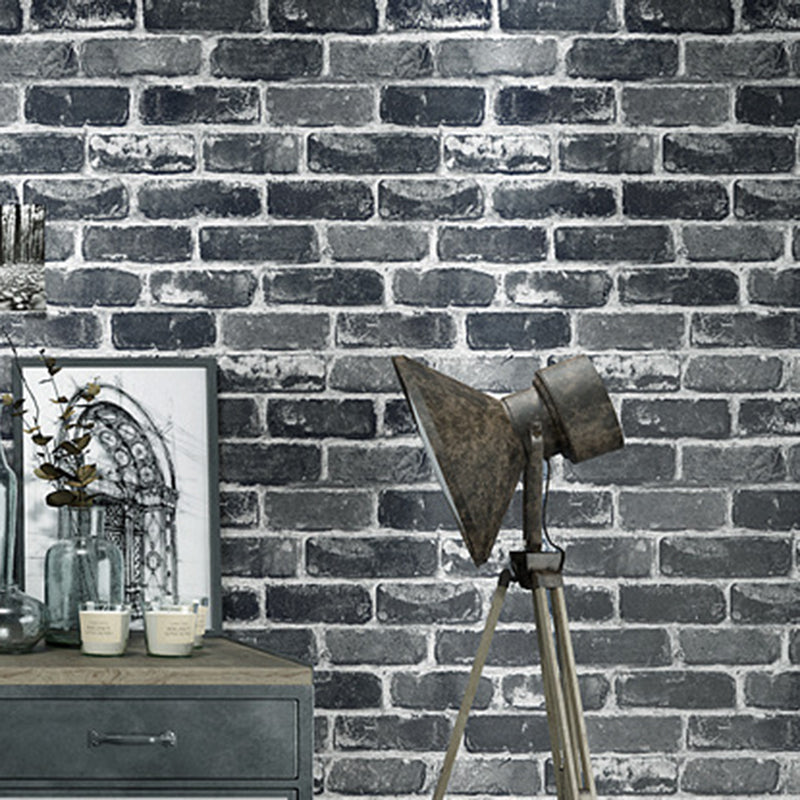 Smooth Dark Color Wallpaper Industrial Distressed Brick Look Wall Art for Bedroom Grey Clearhalo 'Industrial wall decor' 'Industrial' 'Wallpaper' Wall Decor' 1696398