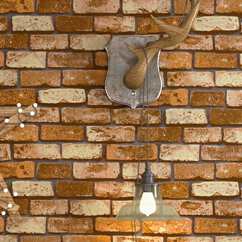 Smooth Dark Color Wallpaper Industrial Distressed Brick Look Wall Art for Bedroom Brown Clearhalo 'Industrial wall decor' 'Industrial' 'Wallpaper' Wall Decor' 1696400