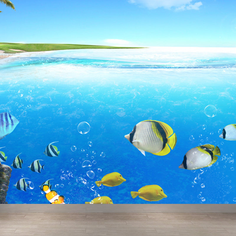 Marine Benthos Wall Mural Kids Style Decorative Children Bedroom Wall Decor, Custom Blue Design 1 Clearhalo 'Wall Decor' 'Wall Mural' 1696407