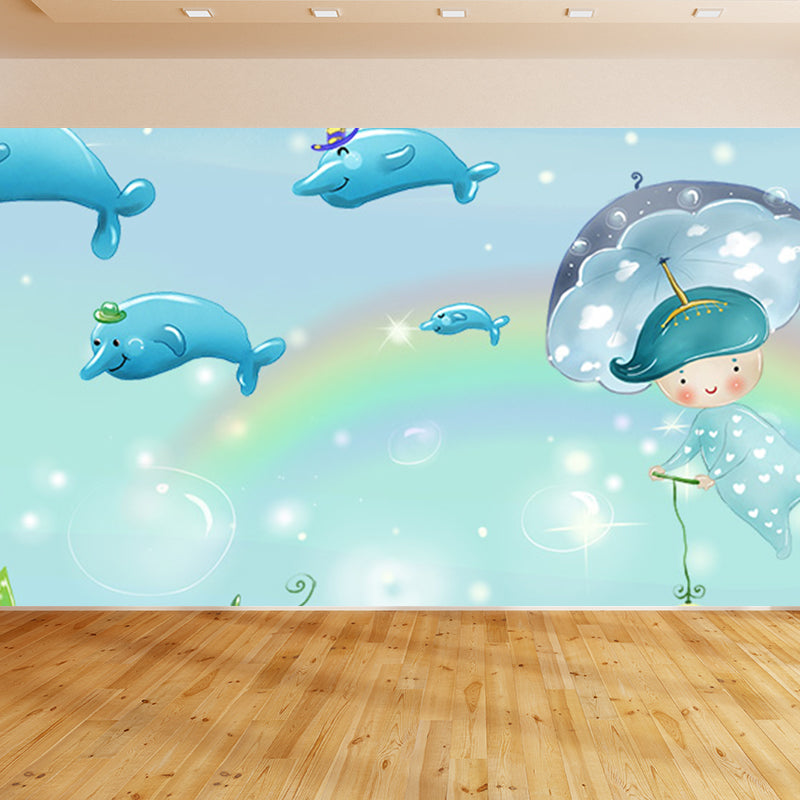 Marine Benthos Wall Mural Kids Style Decorative Children Bedroom Wall Decor, Custom Blue Design 3 Clearhalo 'Wall Decor' 'Wall Mural' 1696417