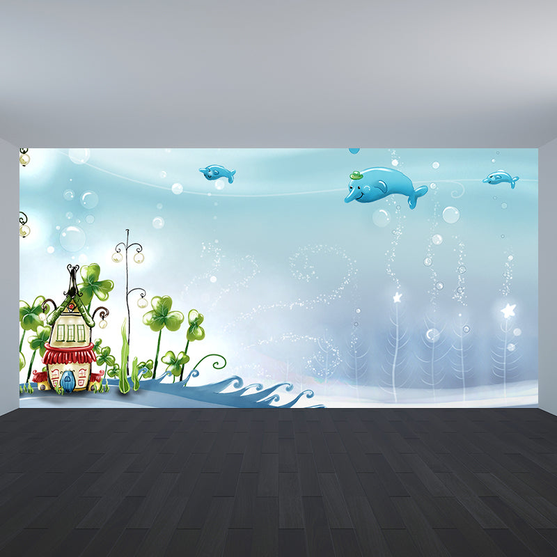 Marine Benthos Wall Mural Kids Style Decorative Children Bedroom Wall Decor, Custom Blue Design 4 Clearhalo 'Wall Decor' 'Wall Mural' 1696422