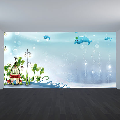 Marine Benthos Wall Mural Kids Style Decorative Children Bedroom Wall Decor, Custom Blue Design 4 Clearhalo 'Wall Decor' 'Wall Mural' 1696422