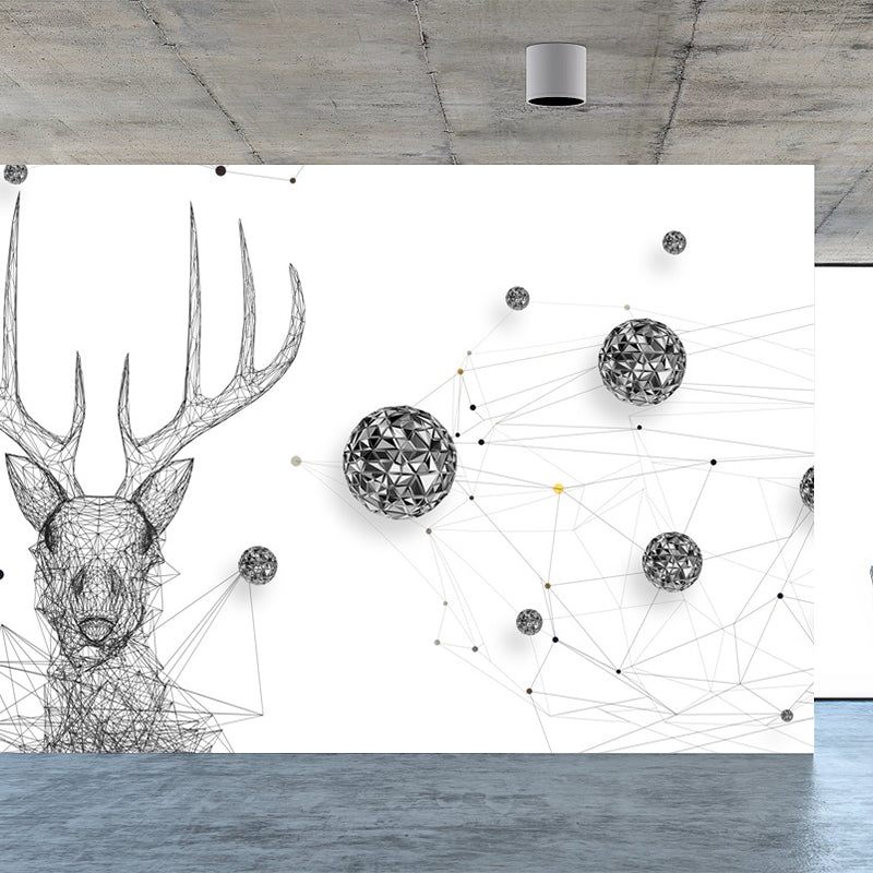 Home Decor Reindeer Mural Decal Customized Contemporary Wall Covering for Kitchen Clearhalo 'Wall Decor' 'Wall Mural' 1696429