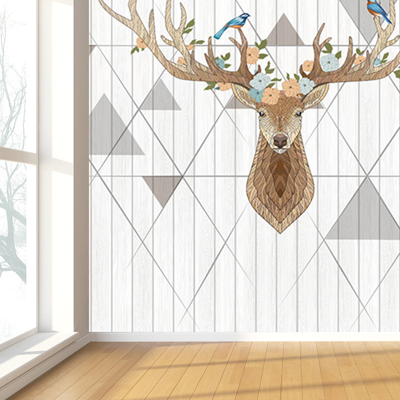 Home Decor Reindeer Mural Decal Customized Contemporary Wall Covering for Kitchen Clearhalo 'Wall Decor' 'Wall Mural' 1696438