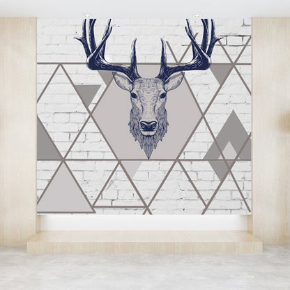 Home Decor Reindeer Mural Decal Customized Contemporary Wall Covering for Kitchen Grey Clearhalo 'Wall Decor' 'Wall Mural' 1696442