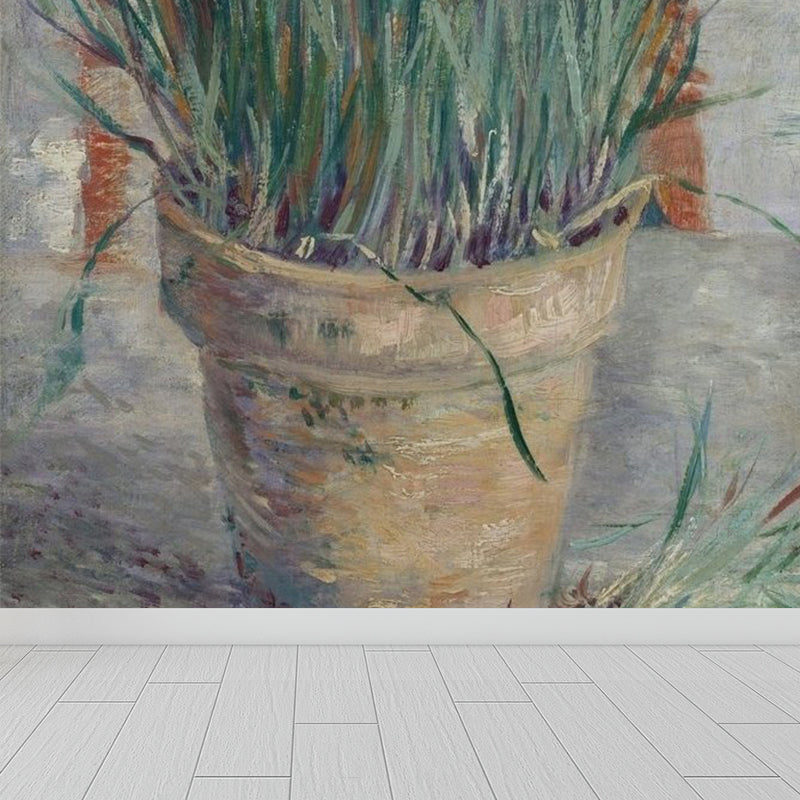 Indoor Potted Plants Mural Wallpaper Contemporary Non-Woven Fabric Wall Covering Green Clearhalo 'Wall Decor' 'Wall Mural' 1696487