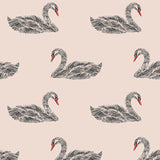 Pink Swan Pattern Mural Wallpaper Waterproofing Modern Interior Room Wall Covering
