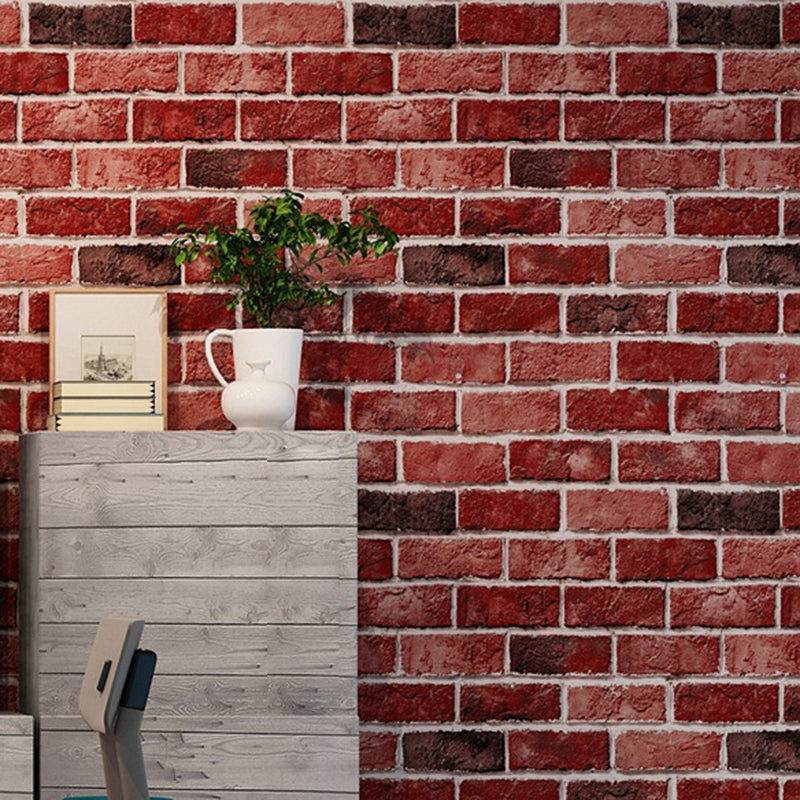 Seamless Pattern Brick Wallpaper Industrial Waterproof Restaurant Wall Decor, 57.1-sq ft Red Clearhalo 'Industrial wall decor' 'Industrial' 'Wallpaper' Wall Decor' 1696502