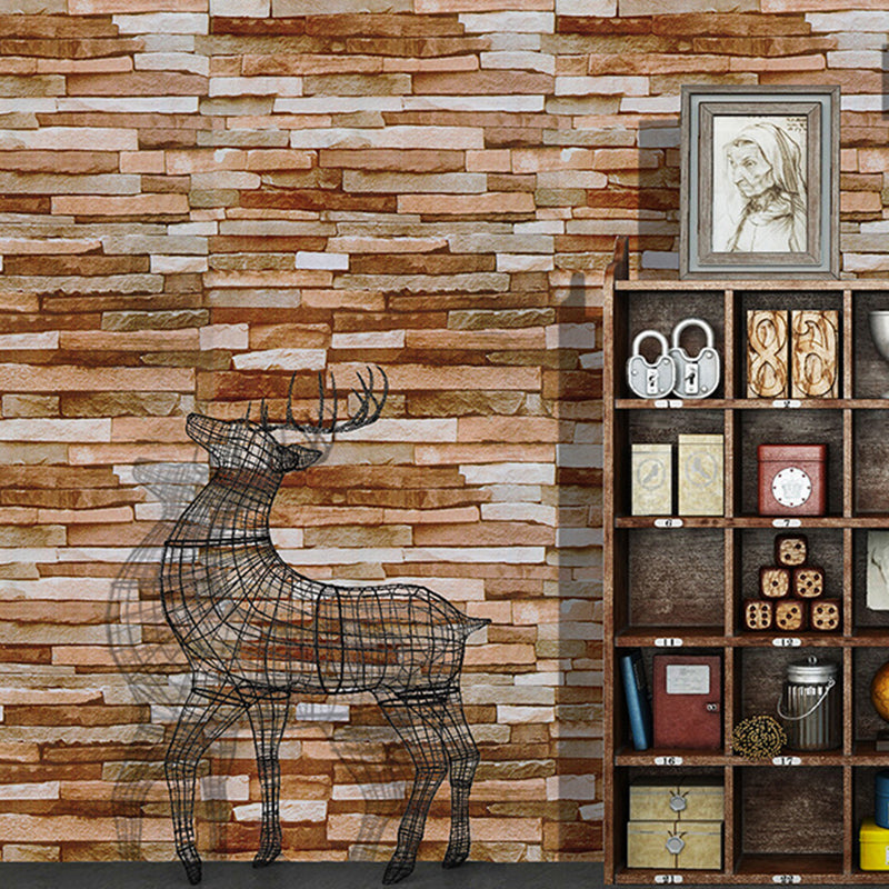 3D Effect Brick Wallpaper Peel and Paste Farmhouse Dining Room Wall Decor, 29.1-sq ft Clearhalo 'Country wall decor' 'Rustic' 'Wallpaper' Wall Decor' 1696517